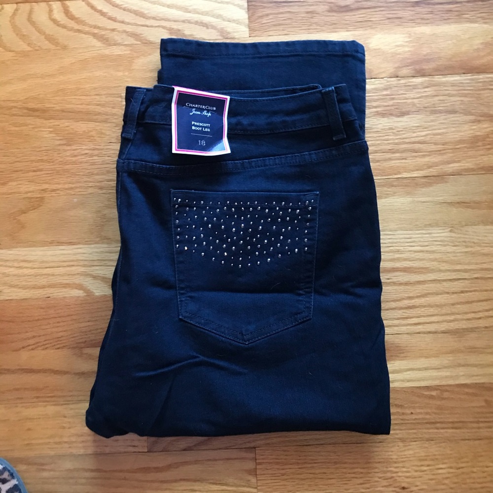 Charter Club Boot Leg Jeans Embellished Pocket